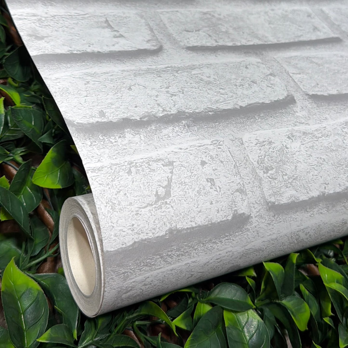 White 3D Brick Realistic Painted Effect Wallpaper