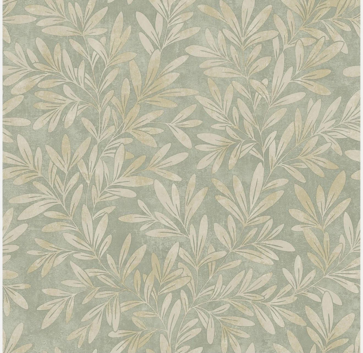 Willow Trail Sage - Natural Leaf Design Wallpaper