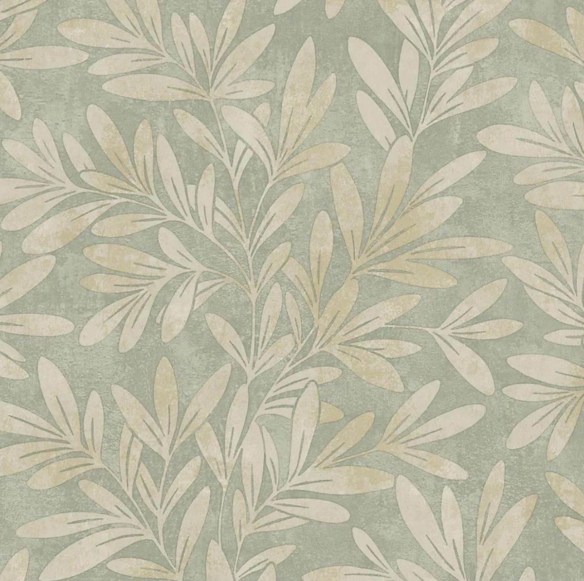 Willow Trail Sage - Natural Leaf Design Wallpaper