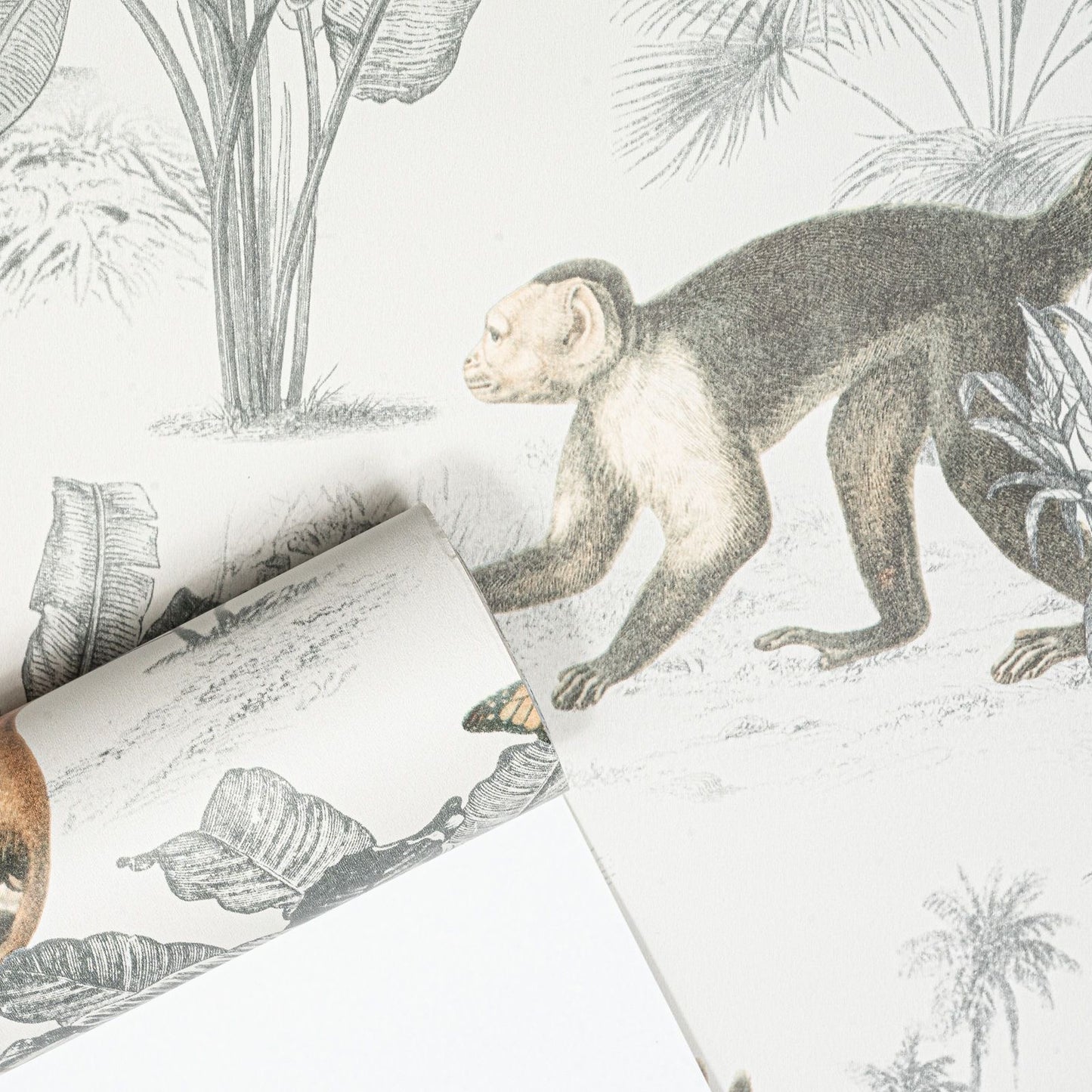 Soft White Animal Safari Wallpaper Slightly Textured Multi Feature Wall