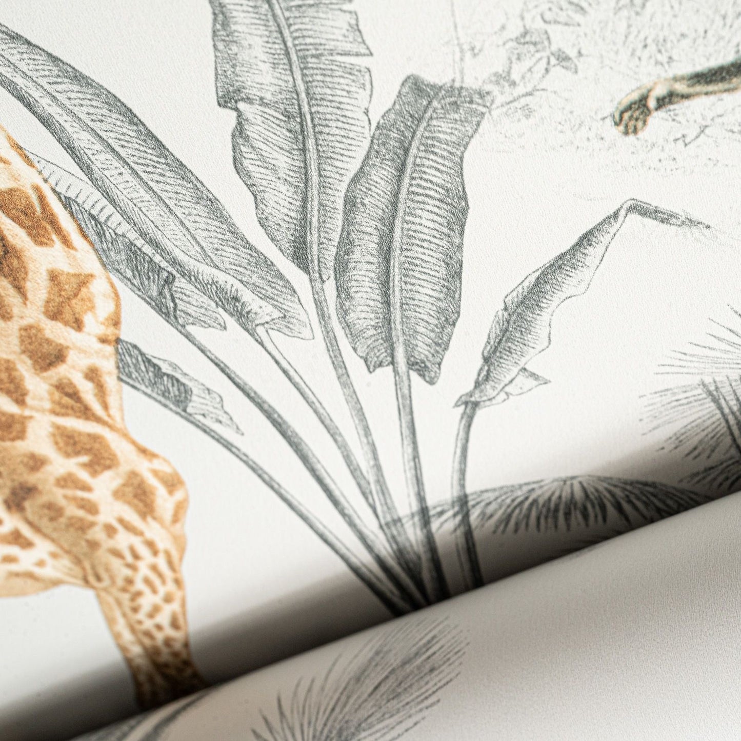 Soft White Animal Safari Wallpaper Slightly Textured Multi Feature Wall