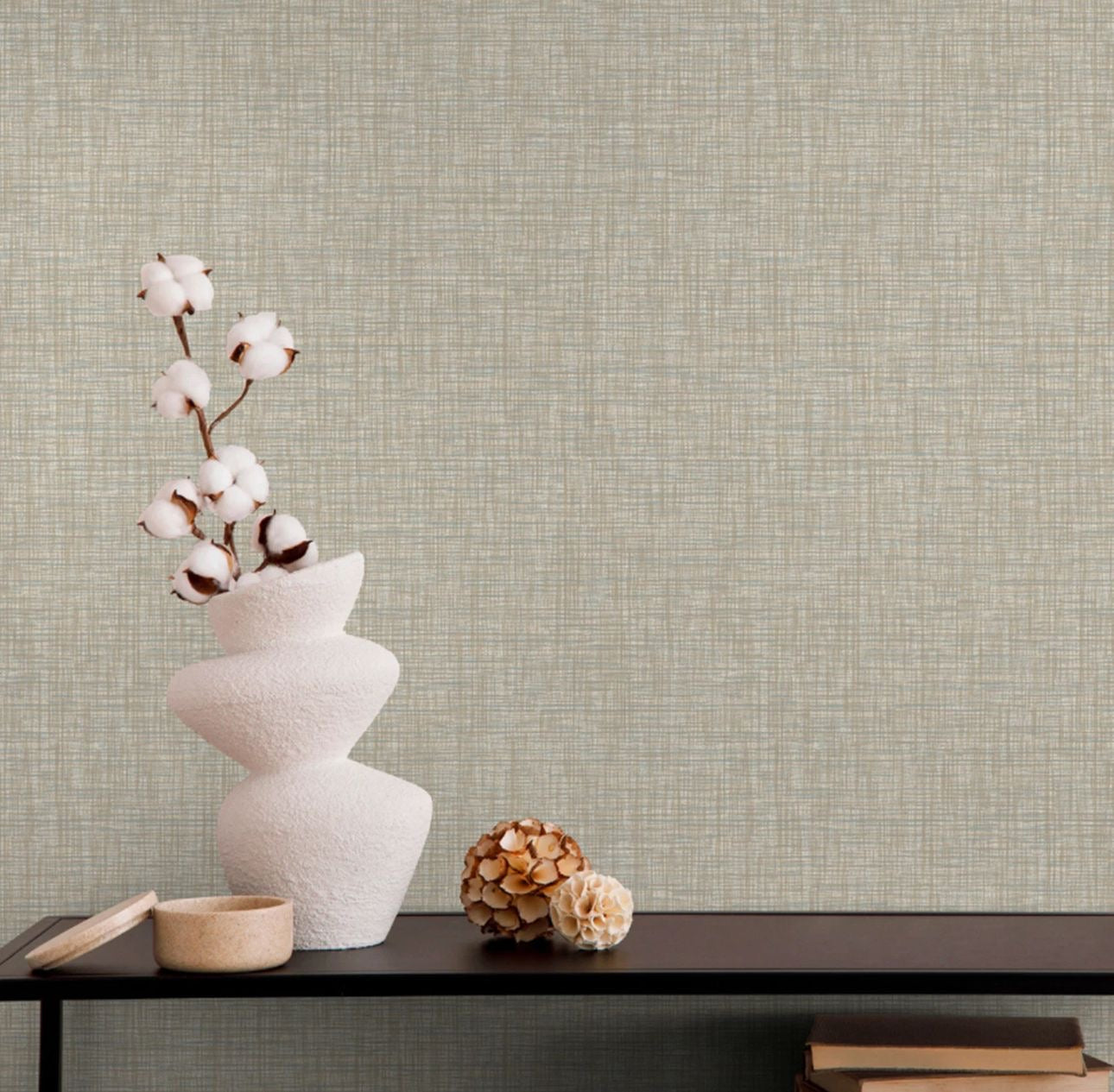Linen Texture Grasscloth Fabric Effect Wallpaper - Neutral
