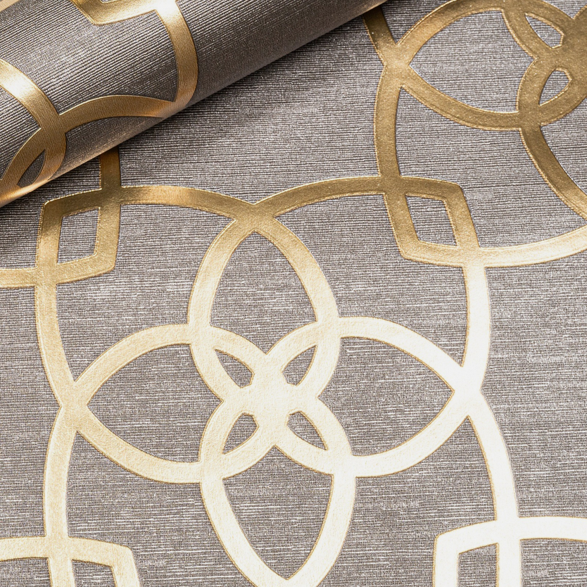 Muriva Precious Silks Marrakesh Wallpaper - Warm Grey Gold