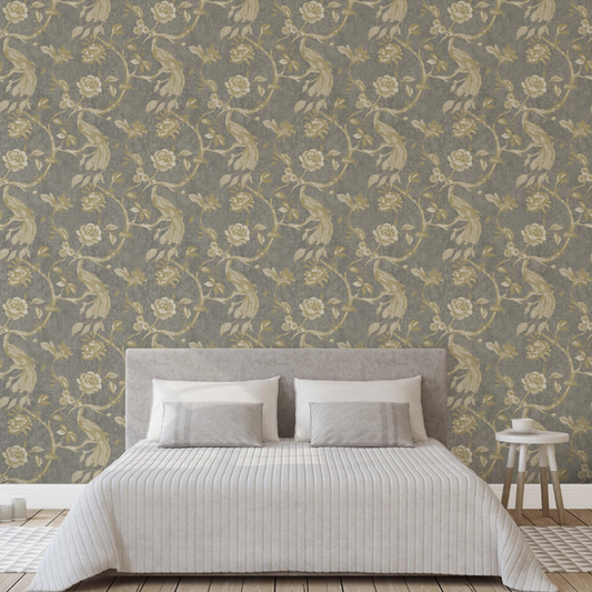 Paradise Birds Wallpaper - Gold Print