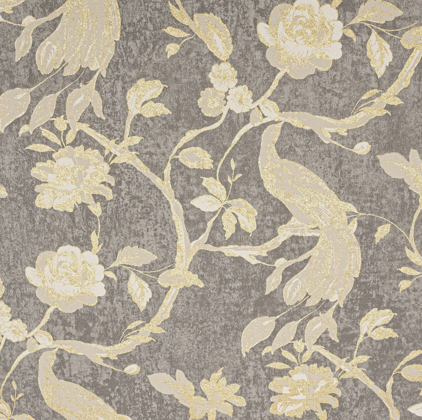 Paradise Birds Wallpaper - Gold Print