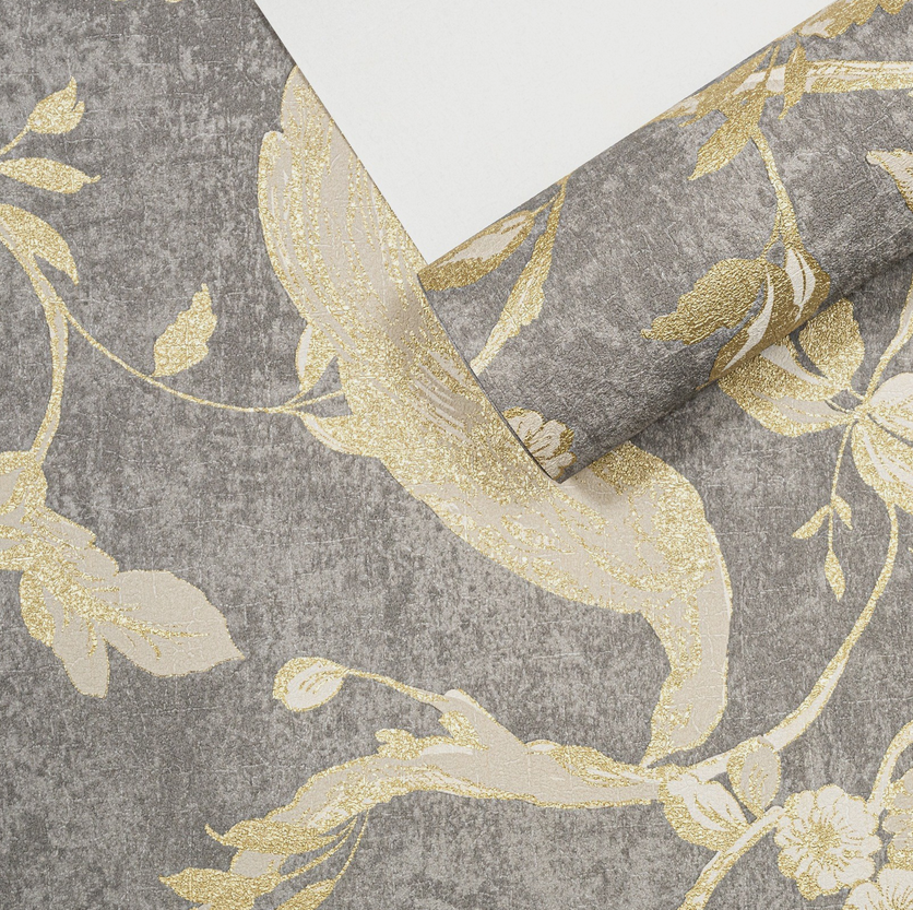 Paradise Birds Wallpaper - Gold Print
