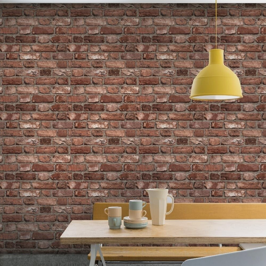 Red Vintage Brick Wallpaper With Distressed Rustic Finish