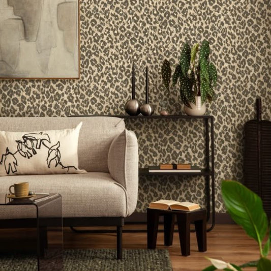 Leopard Luxe Natural Metallic Wallpaper